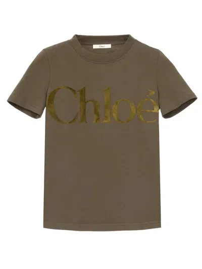 Chloé Cotton Jersey Fitted T-shirt In Green