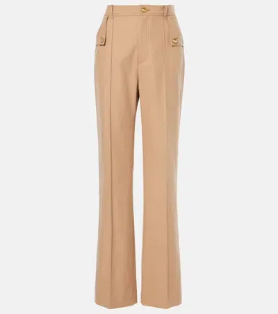 Chloé Cotton Slim Pants In Brown