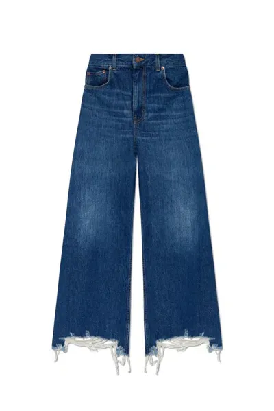 Chloé Cropped Wide-leg Jeans In Blue