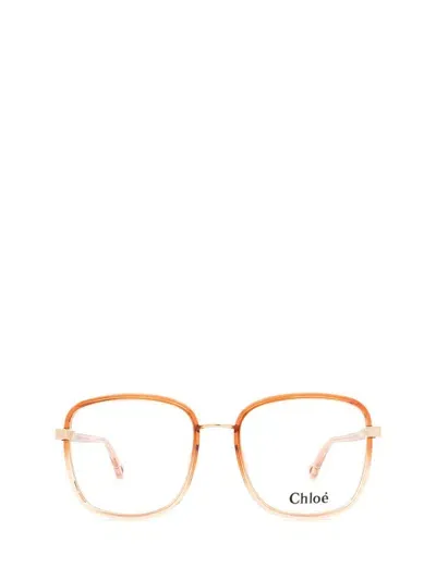 Chloé Square Frame Glasses In Orange