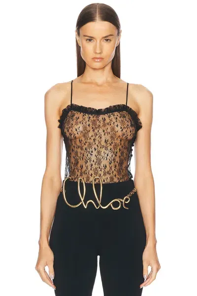 Chloé Floral Lace Embroidered Tank Top In Black