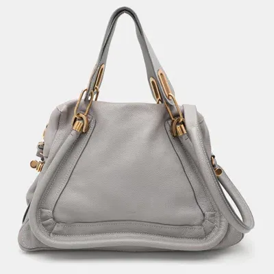 Pre-owned Chloé Grey Leather Medium Paraty Shoulder Bag