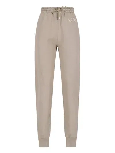 Chloé Logo Track Pants In Taupe