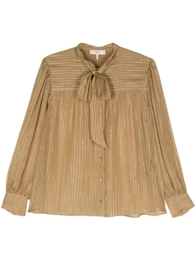 Chloé Lurex Silk Blouse In Green