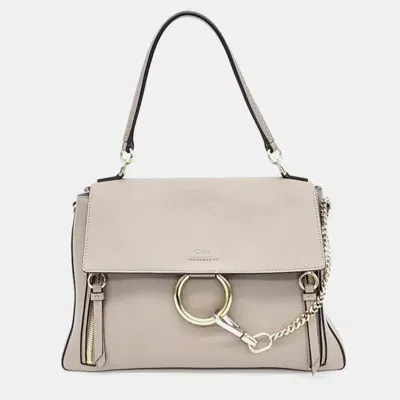 Pre-owned Chloé Mocha Leather Medium Faye Shoulder Bag In Beige