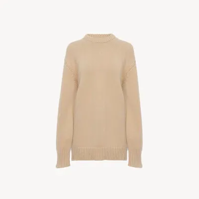 Chloé Oversized Knitted Jumper In Cashmere & Cotton Pink Size S 100% Cotton