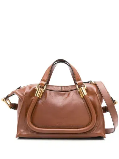 Chloé Paraty 24 Leather Handbag In Brown