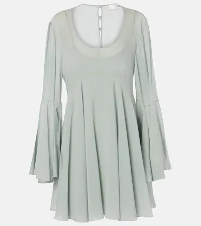 Chloé Silk Chiffon Minidress In Green