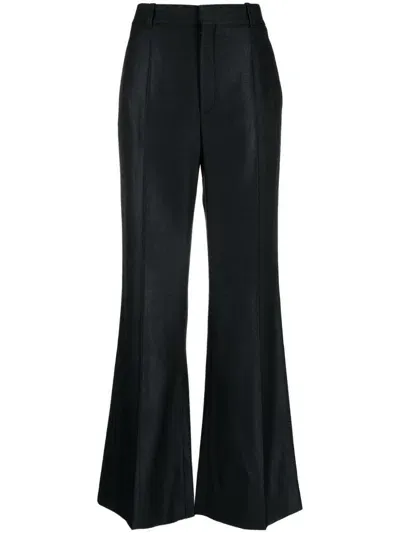 Chloé Sophisticated Black Wool And Silk Flared Trousers For Women