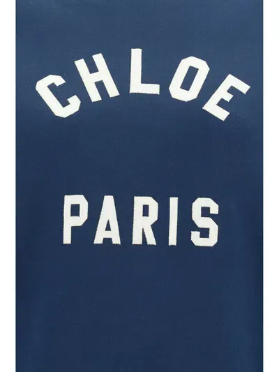 Chloé 'paris' Crew Neck Sweatshirt In Classic Navy