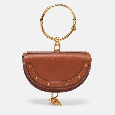 Pre-owned Chloé Tan Leather Small Nile Bracelet Minaudiere Bag