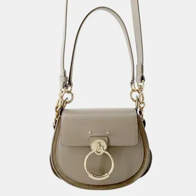 Pre-owned Chloé Tess Small Leather Suede Shoulder Bag In Grey