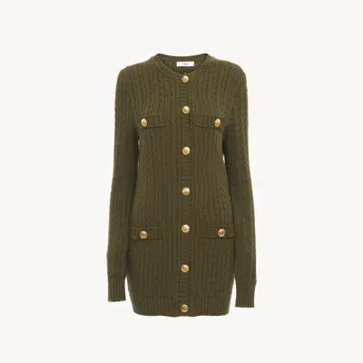 Chloé Cardigan Utilitaire En Maille Torsadée De Coton Femme Vert Taille L 100% Coton In Green