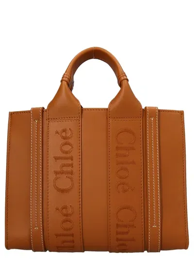 Chloé Woody Small Shopping Bag In Brown