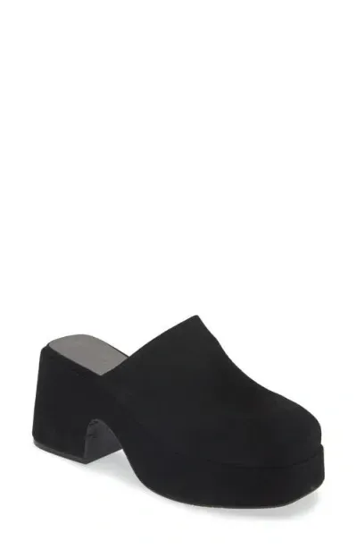 Chocolat Blu Hedia Platform Mule In Black Suede