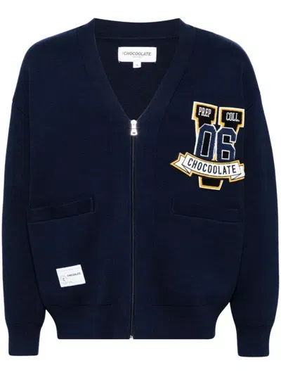 Chocoolate Logo Patch Cardigan In Blue