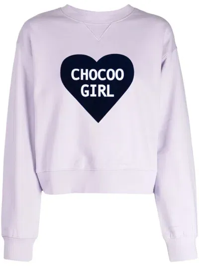 Chocoolate Logo-print Cotton Sweatshirt In Violett