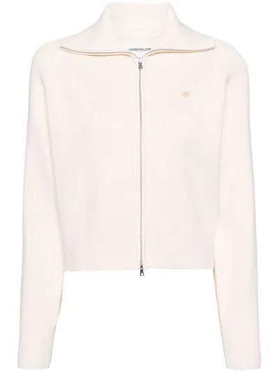 Chocoolate Zip-up Cardigan In White