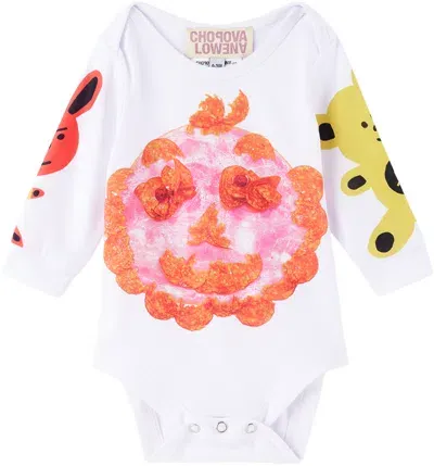 Chopova Lowena Baby White Salami Monster Bodysuit In Multi