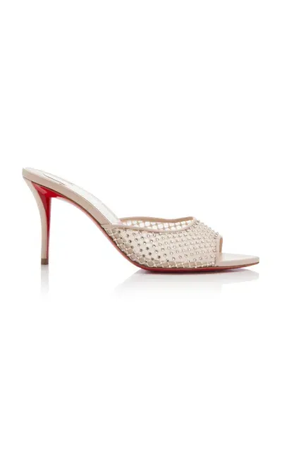 Christian Louboutin Apostropha 80mm Crystal-embellished Leather Mules In Neutral