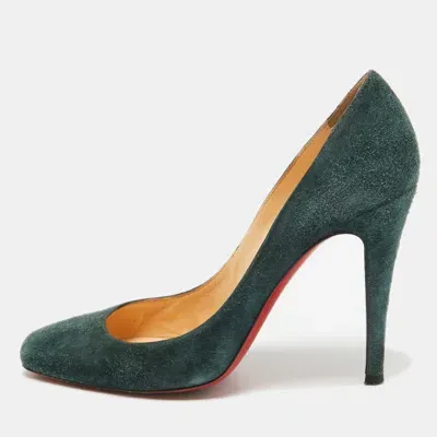 Pre-owned Christian Louboutin Dark Green Suede Particule Pumps Size 38