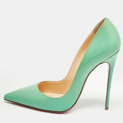 Pre-owned Christian Louboutin Green Patent Leather So Kate Pumps Size 37