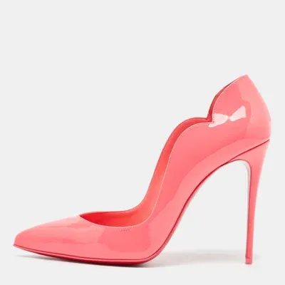 Pre-owned Christian Louboutin Neon Pink Patent Leather Hot Chick Pumps Size 39