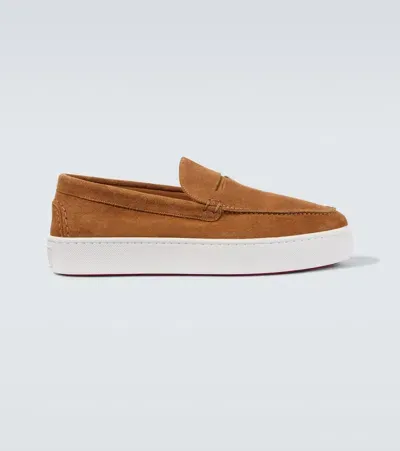 Christian Louboutin Paqueboat Suede Boat Shoes In Brown