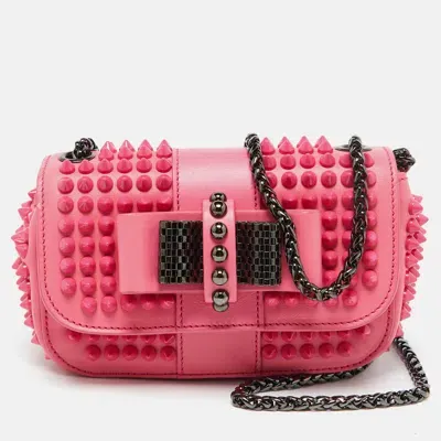 Pre-owned Christian Louboutin Pink Leather Sweet Charity Crossbody Bag