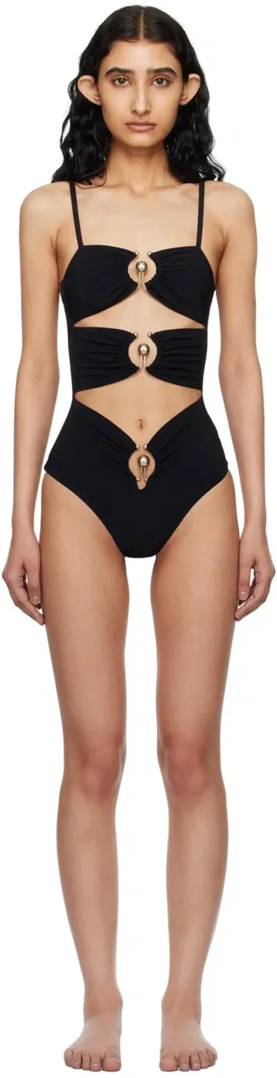 Christopher Esber Black Pierced Orbit Swimsuit