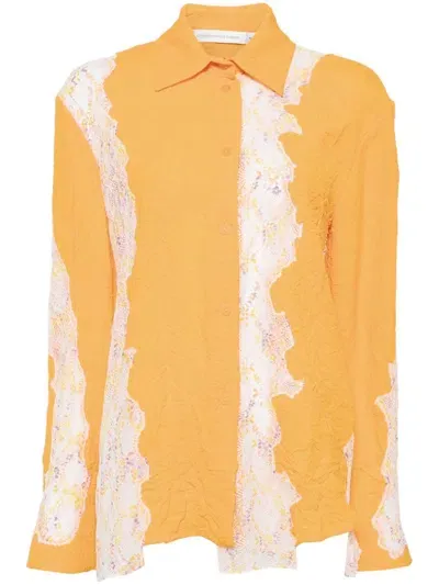 Christopher Esber Crimped Lace Shirt In Orange