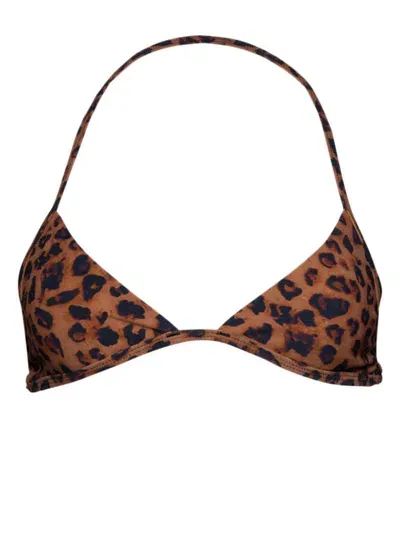 Christopher Esber Leopard-print Triangle Bikini Top In Brown