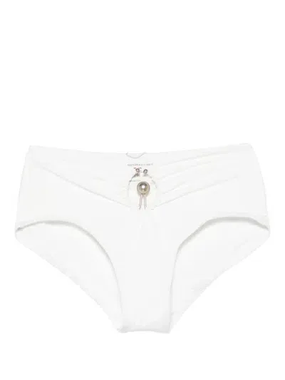 Christopher Esber Orbit Ruched Bikini Bottoms In Weiss