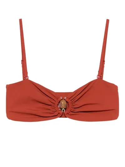 Christopher Esber Ruched Bandeau Bikini Top In Orange