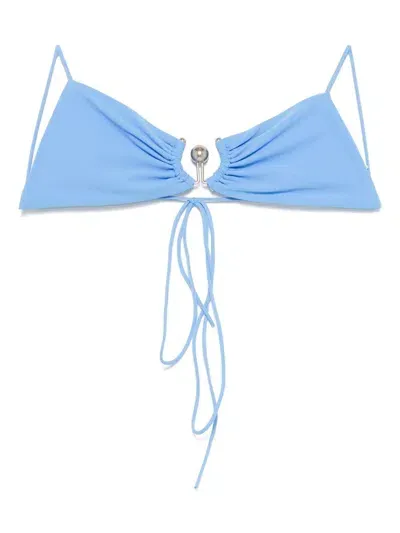 Christopher Esber Ruched Orbit Bikini Top In Blue