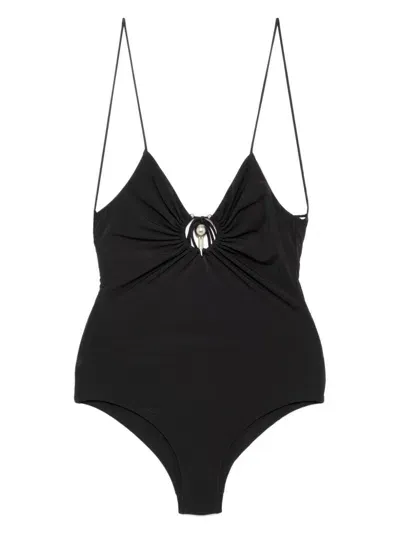 Christopher Esber Ruched Orbit Swimsuit In Black