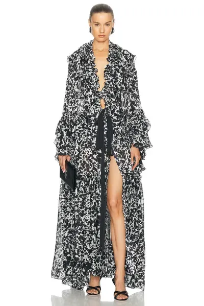 Christopher John Rogers For Fwrd Tiered Ruffle Caftan In Black Multi