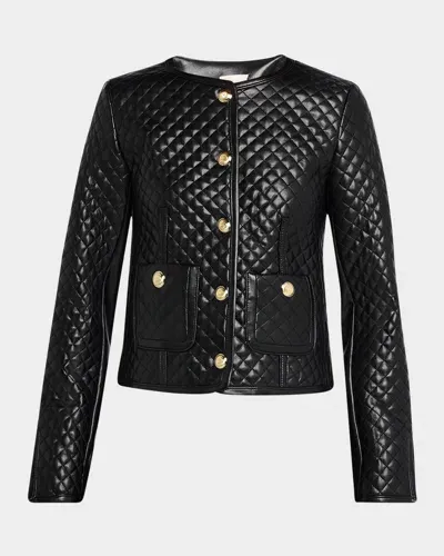 Cinq À Sept Brooke Quilted Vegan Leather Jacket In Black