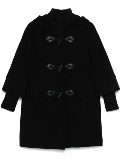 Cinzia Rocca Hooded Peacoat In Black