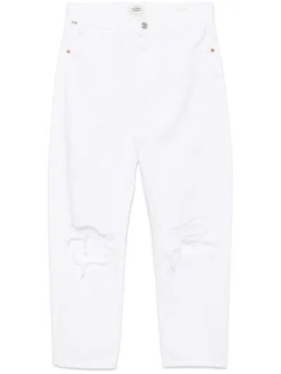 Citizens Of Humanity Distressed Straight-leg Jeans In White