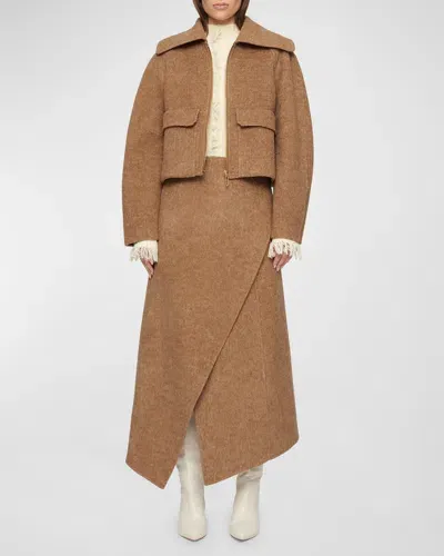 Clea Alto Cropped Wool Jacket In Hazelnut