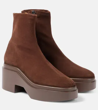 Clergerie Nelle Suede Platform Ankle Boots In Brown