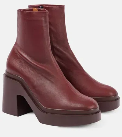 Clergerie Nina Leather Platform Ankle Boots In Burgundy