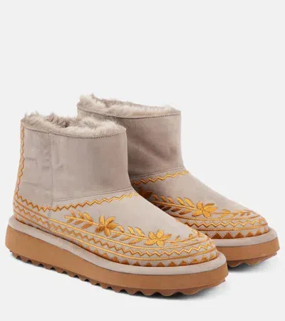 Clergerie Zarina Shearling-lined Suede Snow Boots In Grau