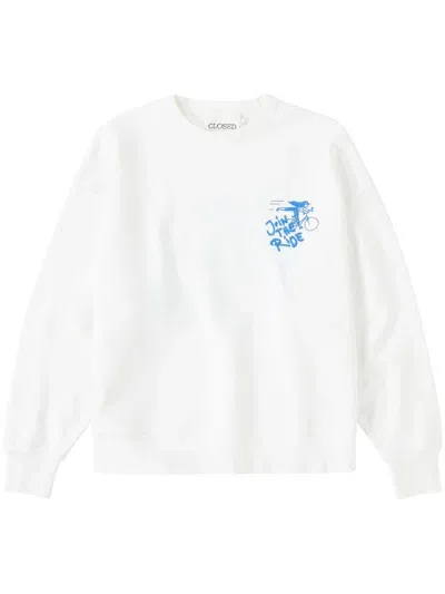 Closed Slogan-print Organic-cotton Sweatshirt In White