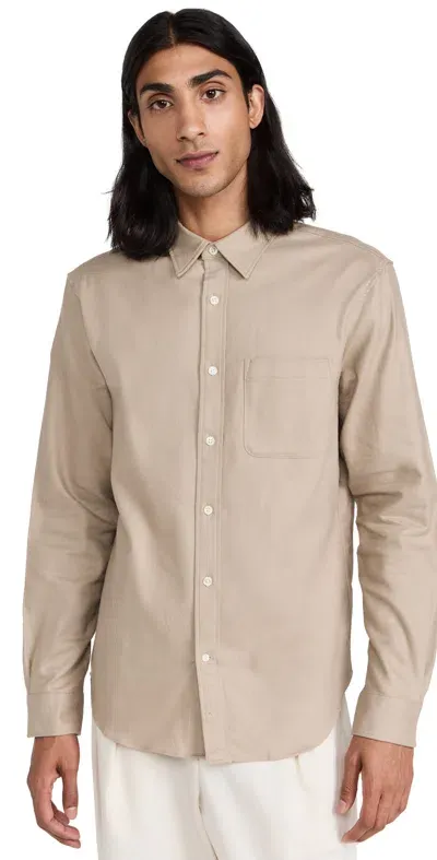 Club Monaco Lightweight Flannel Solid Shirt Pale Oak