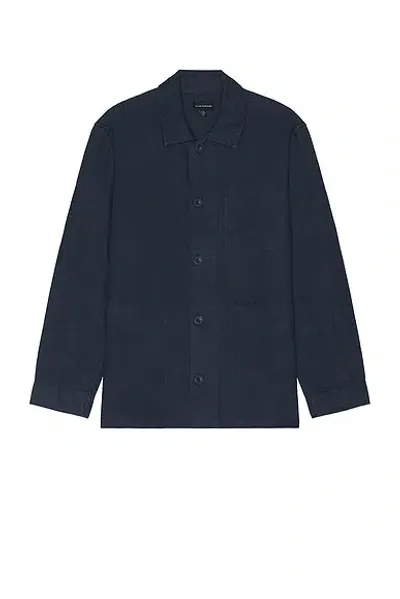 Club Monaco Linen Shirt Jacket In Navy