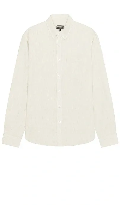 Club Monaco Long Sleeve Solid Linen Shirt In Natural