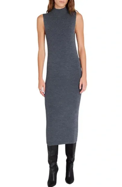 Club Monaco Mock Neck Rib Wool Blend Maxi Dress In Dark Heather Grey