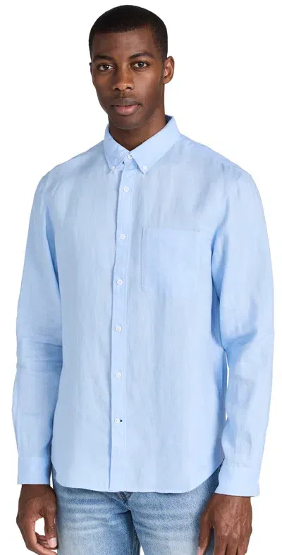 Club Monaco Solid Linen Shirt Lt. Blue Base/bleu In Lt.blue Base/bleu